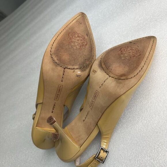Vince Camuto Pointed Toe Slingback Patent Leather Sandals US 7M Yellowish - Picture 8 of 11